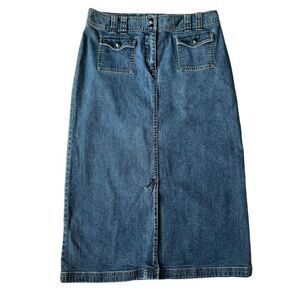 Style & Co Women's Midi Denim High Waist Front Slit Y2K Western Boho Skirt 10